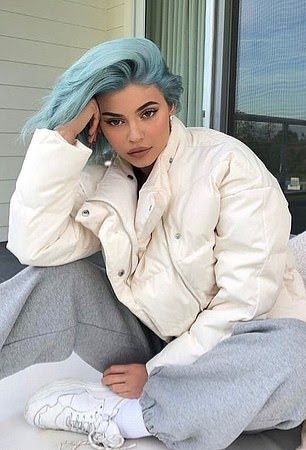 Kylie Jenner in 2019 with blue hair